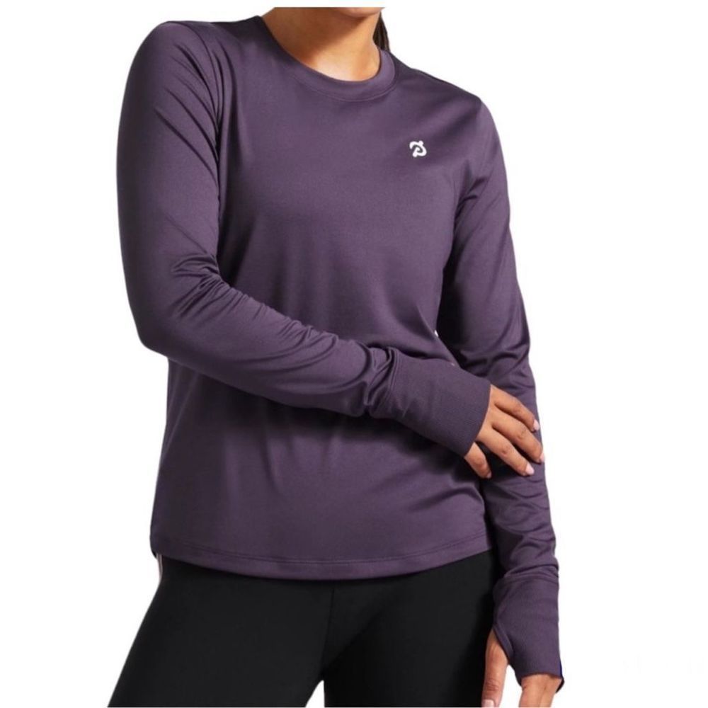 Peloton Womens Standard Warm Up  Long Sleeves‎ Top Purple Shirt Large New